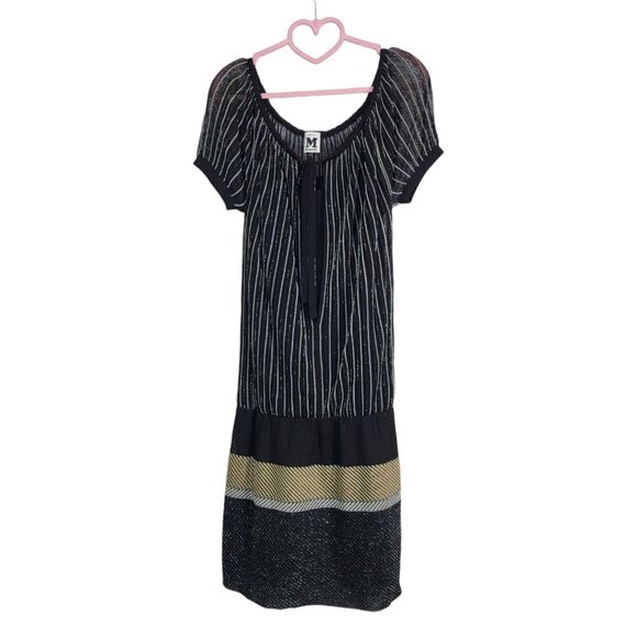 M Missoni Boatneck Off-Shoulder Metallic  Stripe Crochet-knit Tie Front Size 8 - Picture 1 of 6